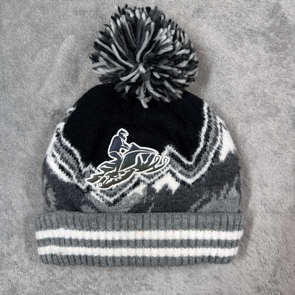The‎ Children's Place Kids L/XL Black Gray Mountain Pom Beanie Winter Ski Hat